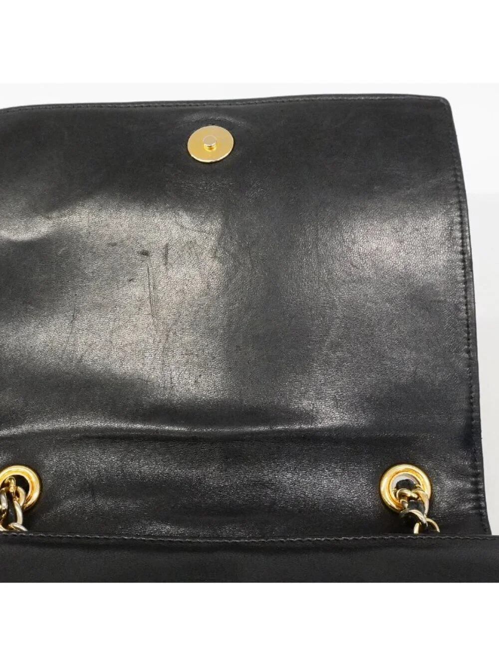 Chanel Shoulder Bag Quilted Lambskin Black Gold